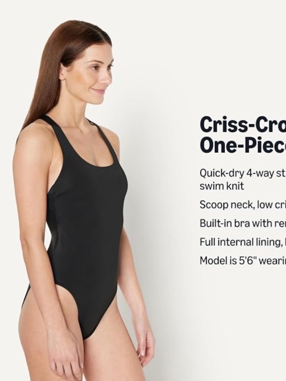Amazon Essentials Criss-Cross Back One-Piece Swimsuit Small Black NWT